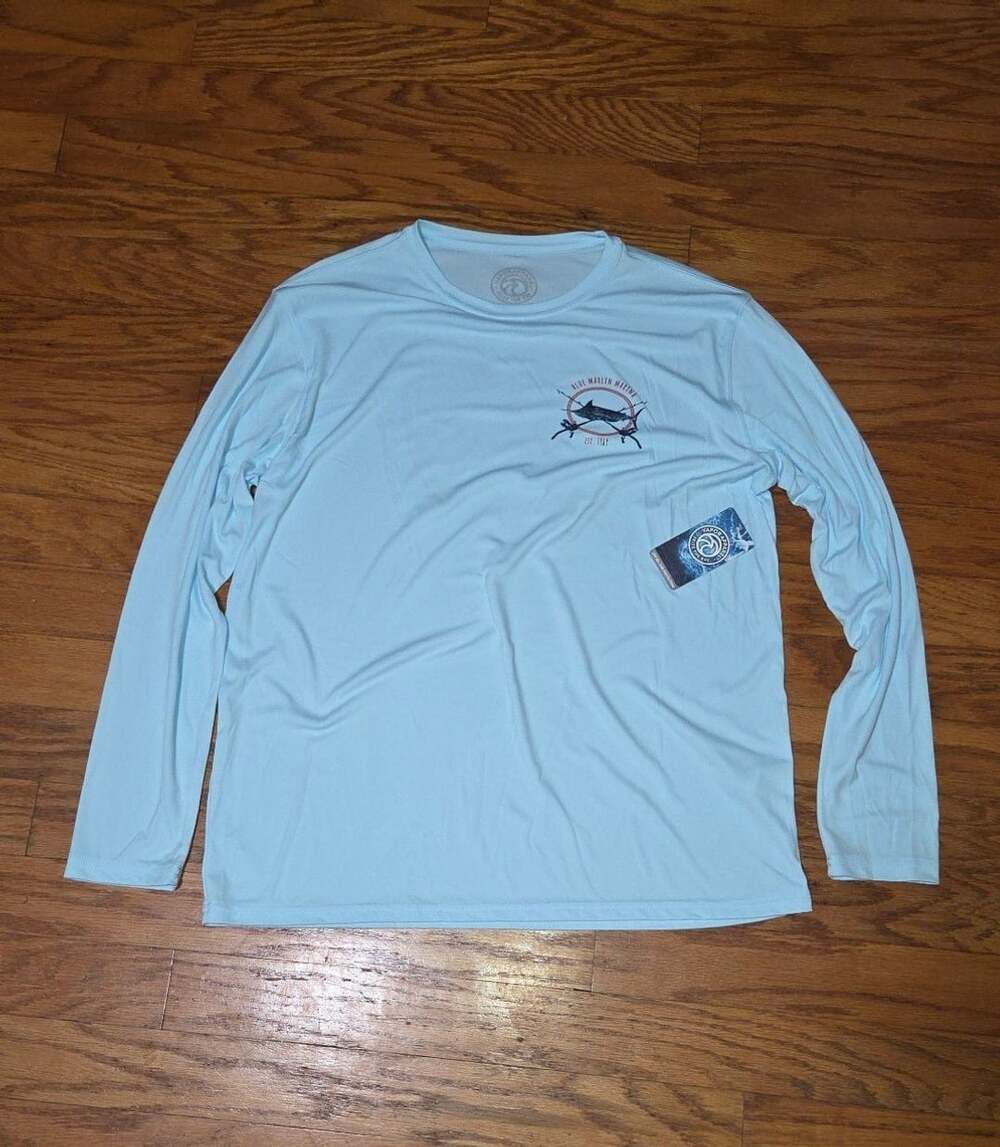 Vapor Apparel Blue Marlin Marina Long Sleeve Performance Shirt